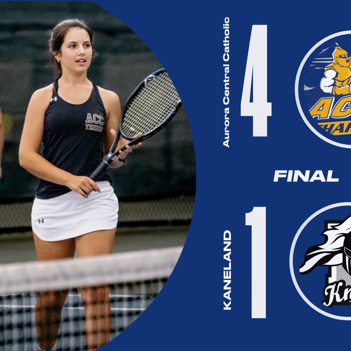 Girls Tennis picks up the road win at Kaneland. They improve to 3-1 in their duel matches on the season. Great job girls! #ChargerUp