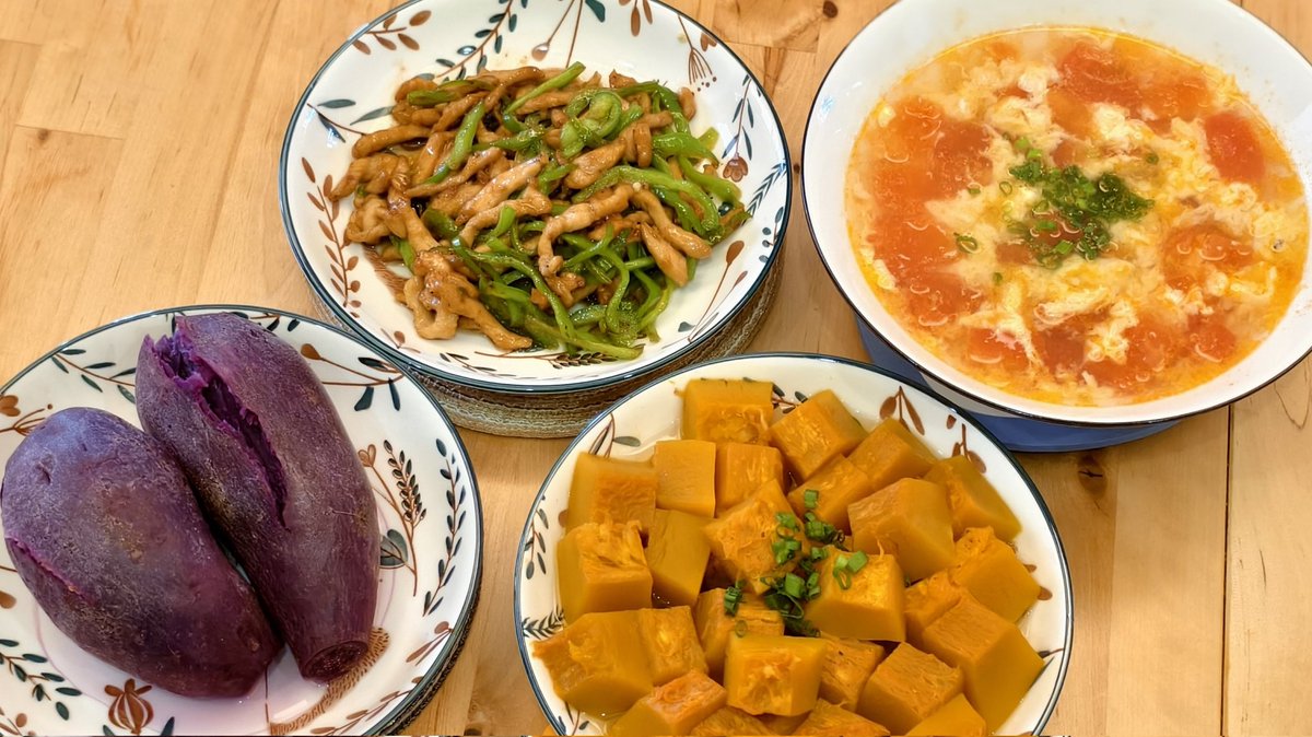 午餐～这紫薯有奶香味诶