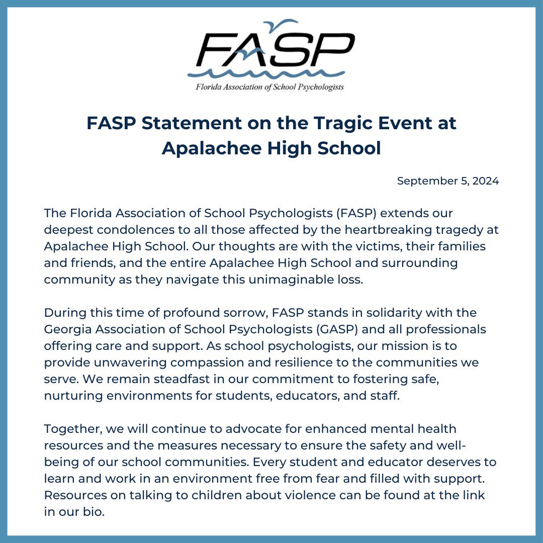 FASP statement on the tragic event at Apalachee High School

nasponline.org/resources-and-…