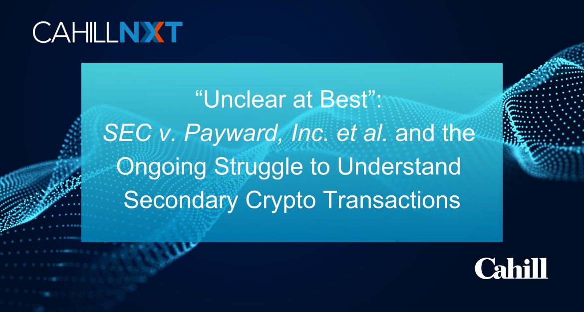 The SEC succeeded recently in defeating Kraken’s motion to dismiss their complaint claiming that the Kraken market is a securities exchange. Read our thoughts on this below. 

A Hellenic general once said: “Another victory like that and we are done for!” 

bit.ly/3Xeeejt