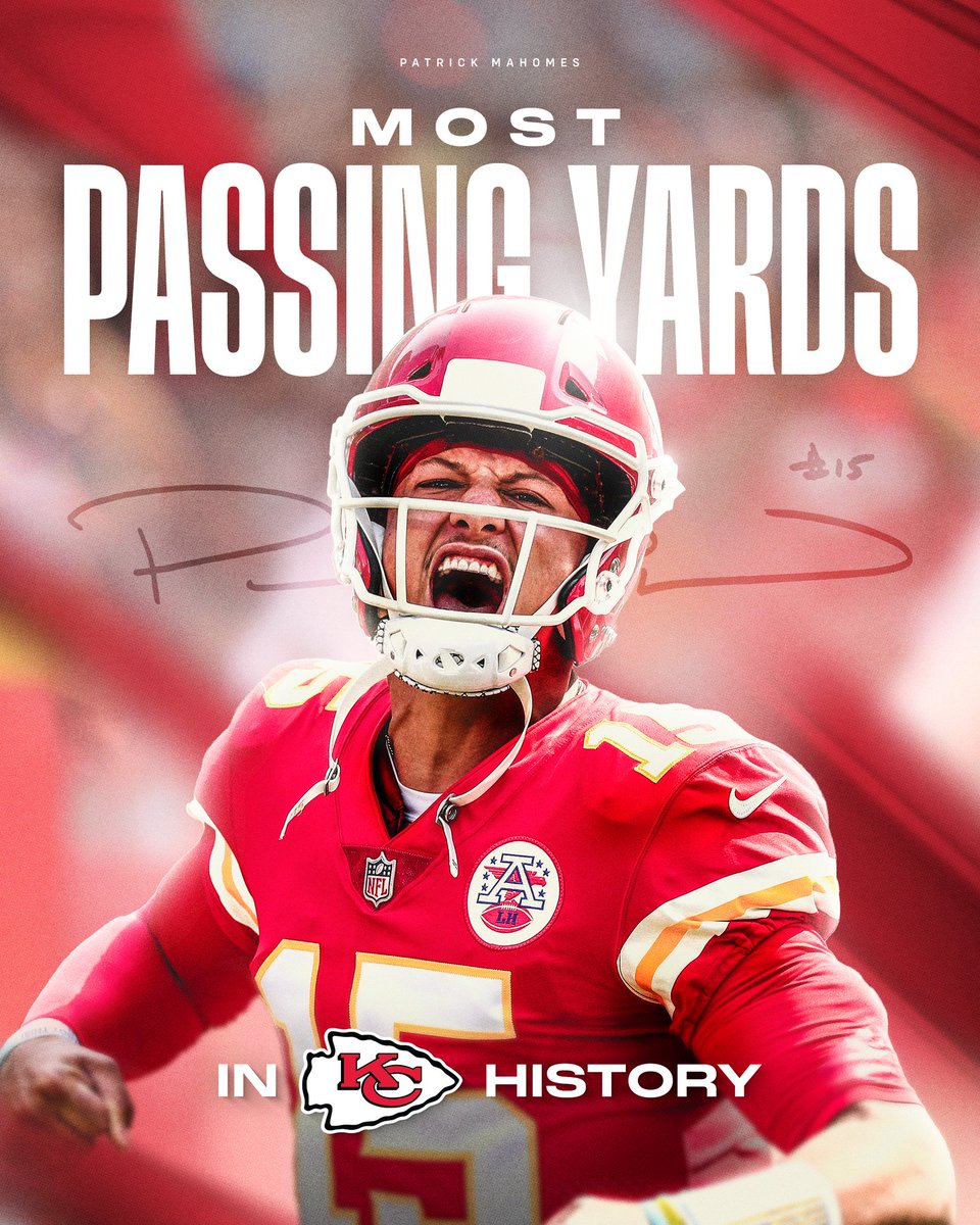 Patrick Mahomes officially has the MOST passing yards in #Chiefs franchise history!