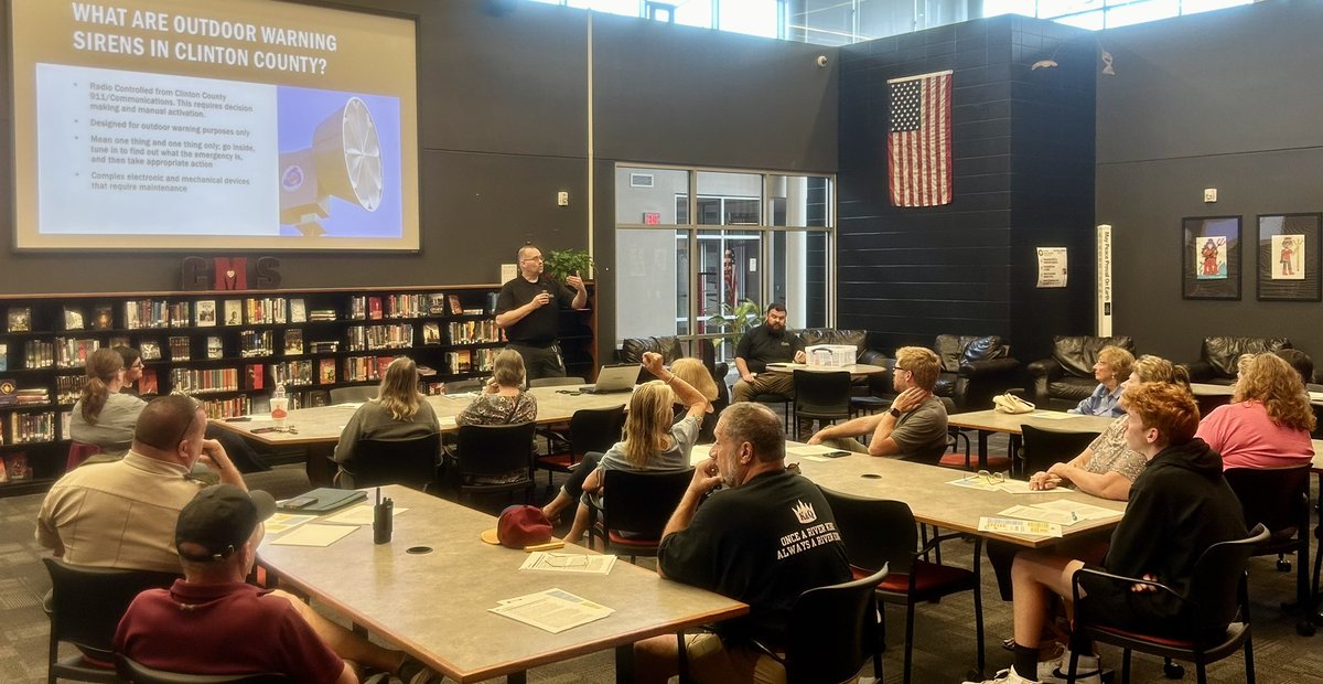 Attended the town hall meeting tonight at Clinton Middle School about the outdoor siren system in Clinton County. Good information and discussion.