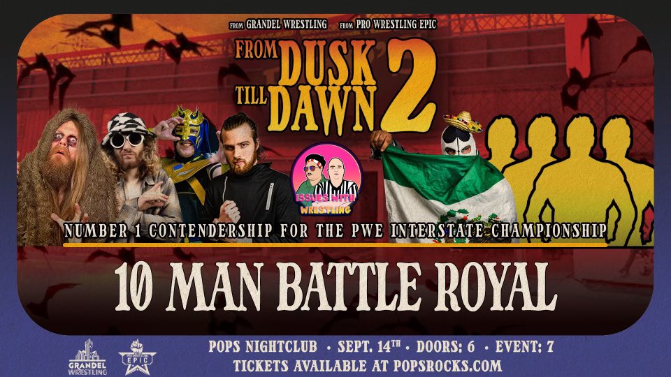 Pro Wrestling Epic (@pwepic) on Twitter photo Officially signed for Next Saturday at pops a 10 man battle royal to determine the number 1 contendership for the PWE Interstate Championship. This battle royal is sponsored by <a href="/iww_podcast/">Issues With Wrestling</a>
For tickets and information contact
618. 806.4656 Officially signed for Next Saturday at pops a 10 man battle royal to determine the number 1 contendership for the PWE Interstate Championship. This battle royal is sponsored by <a href="/iww_podcast/">Issues With Wrestling</a>
For tickets and information contact
618. 806.4656