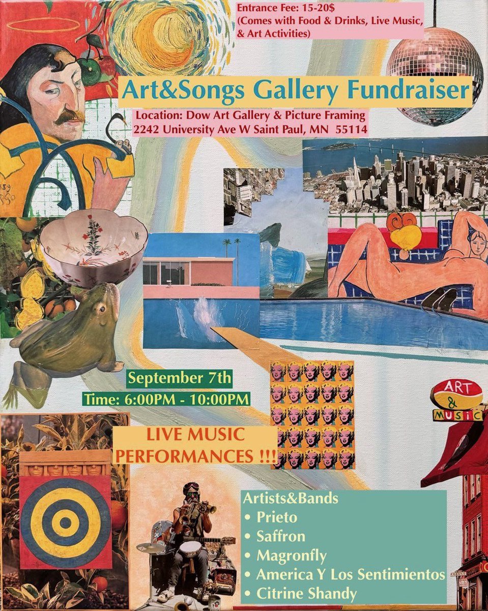 ✨UPCOMING SHOW IN ST. PAUL✨
Come on down and see us live in St. Paul for a fun Saturday night of music, food and art!! ☀️🎶