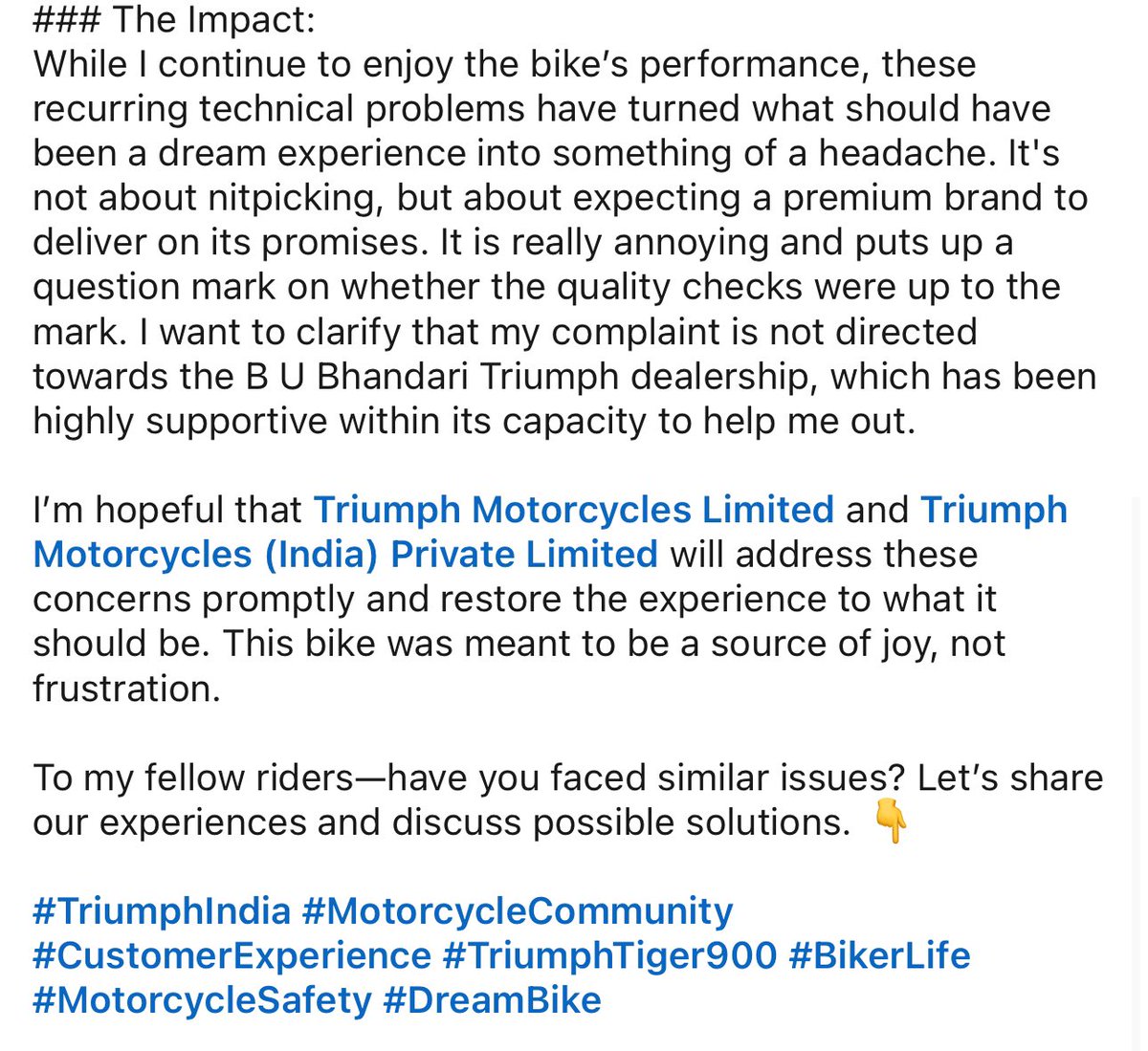 w3bd3m0n's tweet image. The good fruits of buying an expensive flagship motorcycle -Triumph Tiger 900 Rally Pro. @IndiaTriumph & @UKTriumph are the quality checks upto mark. Does a customer deserve this within 4 months of ownership after buying ur products?
Didn’t know Tiger can absorb water if needed.