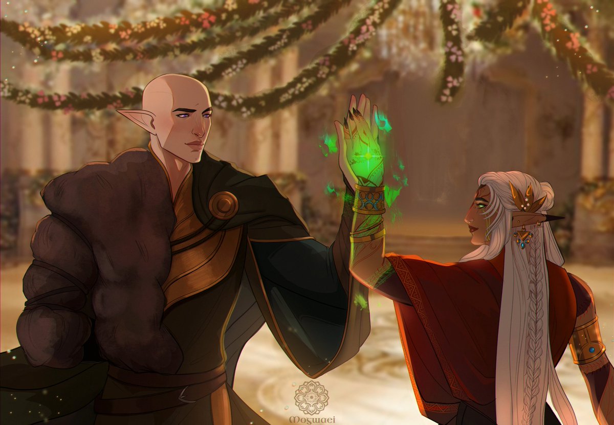 Mogwaei's tweet photo. Oh to dance with the trickster god of the elven people and fall deep in love 

Solas / Djin'zidei Lavellan
#dragonage https://t.co/cdT8HBBEWo