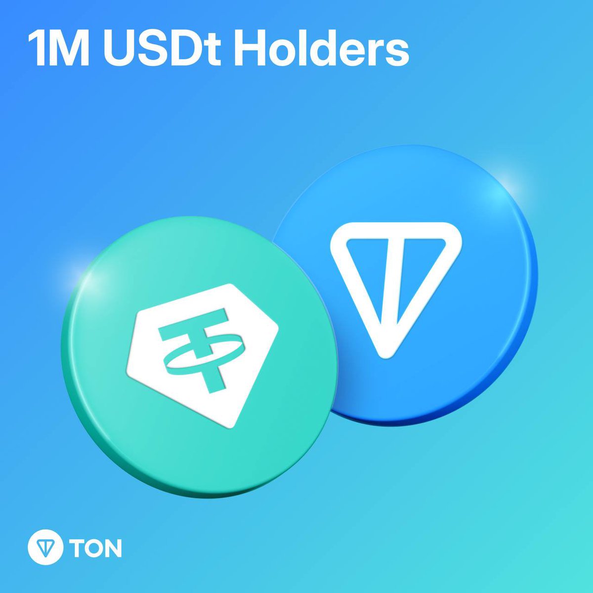 1 Million USDt-TON Holders! USDt on #TON has achieved a major milestone,  surpassing 1M holders 💎✊ https://t.co/c2XAzR1QKg