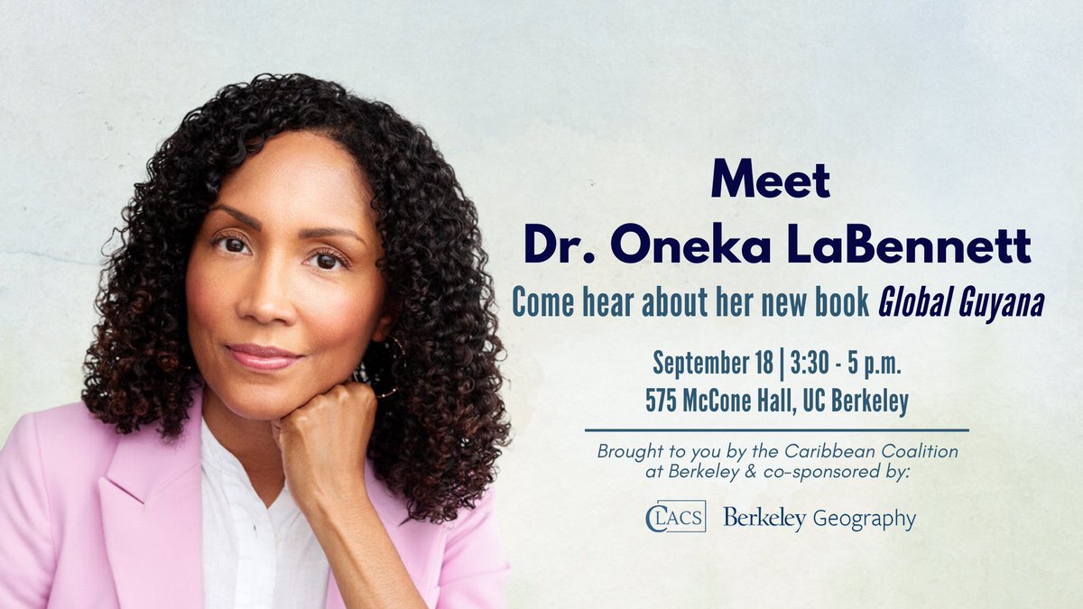 Meet renowned scholar Dr. @OnekaLaBennett! Join us for her Global Guyana book talk, exploring environmental catastrophe and the forms of erasure that structure Caribbean women’s lives in the overlooked nation of Guyana.

Reception to follow! Details: bit.ly/3ZwDnJ9