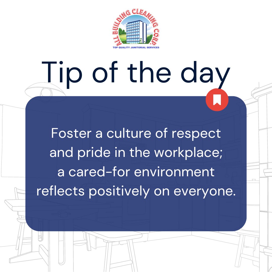 MiamiDadeClean's tweet image. Encourage a workplace culture of respect and pride; a well-maintained environment benefits everyone and enhances the overall atmosphere.

#officecleaningadvice #cleaningprotips #janitorialsolutions
