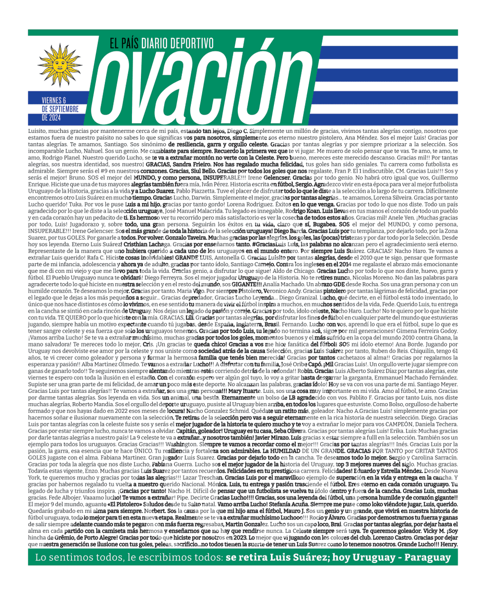 #PortadaDeOvación | Esta es la portada de Ovación de hoy, 6 de setiembre de 2024