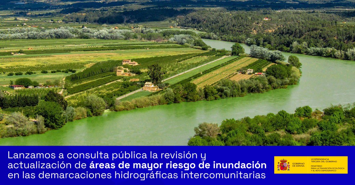 🔵 Lanzamos a consulta pública la revisión y actualización de evaluación preliminar del riesgo de inundación

► De las demarcaciones hidrográficas intercomunitarias 💧

Identificadas 6 nuevas zonas de alto riesgo de inundación
→ 285 km de cauce

+info t.ly/7xRuo