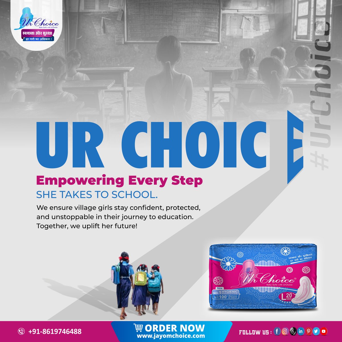 ChoiceJayom's tweet photo. Ur Choice sanitary pads ensure village girls stay confident, protected, and unstoppable in their journey to education.
Order Now : https://t.co/gblO2YehBY
#urchoice #empoweringwomen #TotalProtection #ConfidentYou #SanitaryPads #EmpowerYourDay #sanitarypadsindia #VineshPhogat https://t.co/l2mk6tnQRX