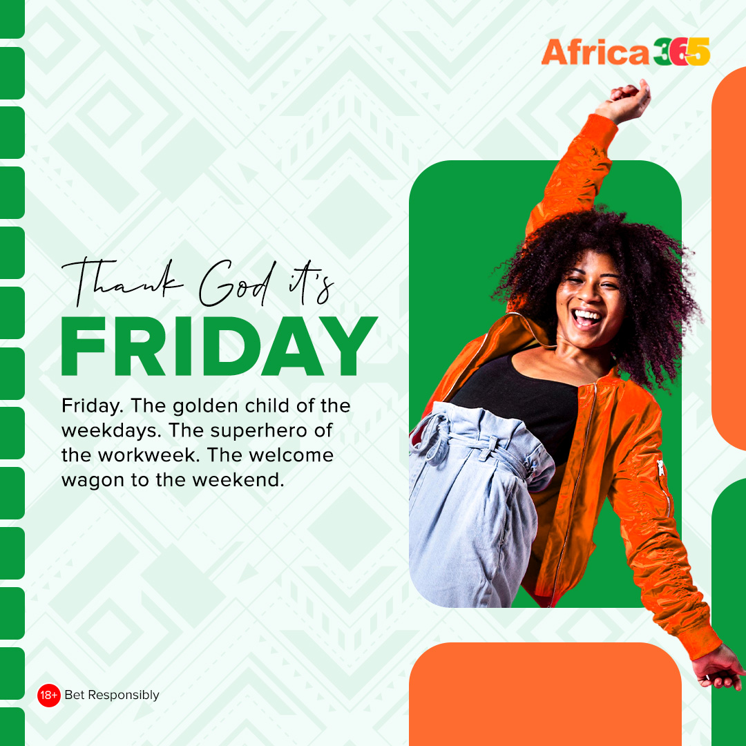 africa365ng's tweet image. Fridays are for winners! Place your bets, and let’s make this weekend one for the record books.

#betwithafrica365 #reelsinstagram #hashtagsforlikes #hashtag #weekend #friday #fun #EPL #FootballManager2024