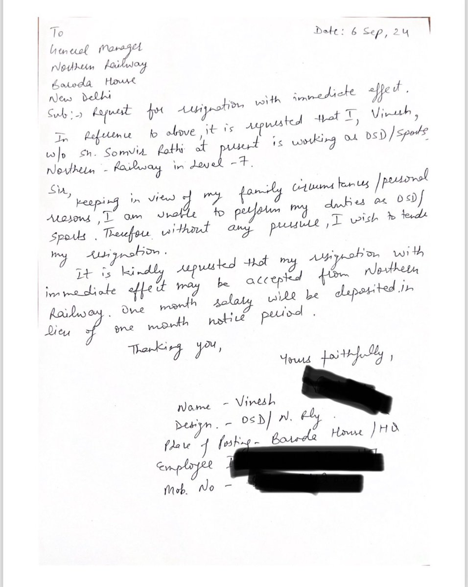 nnis_sports's tweet image. 🚨Vinesh Phogat resigns from her post at Indian Railways!   

Reports suggest that both Vinesh and Bajrang Punia might join Congress ahead of the Haryana Assembly elections.   

#VineshPhogat #BajrangPunia #CongressParty #Wrestling