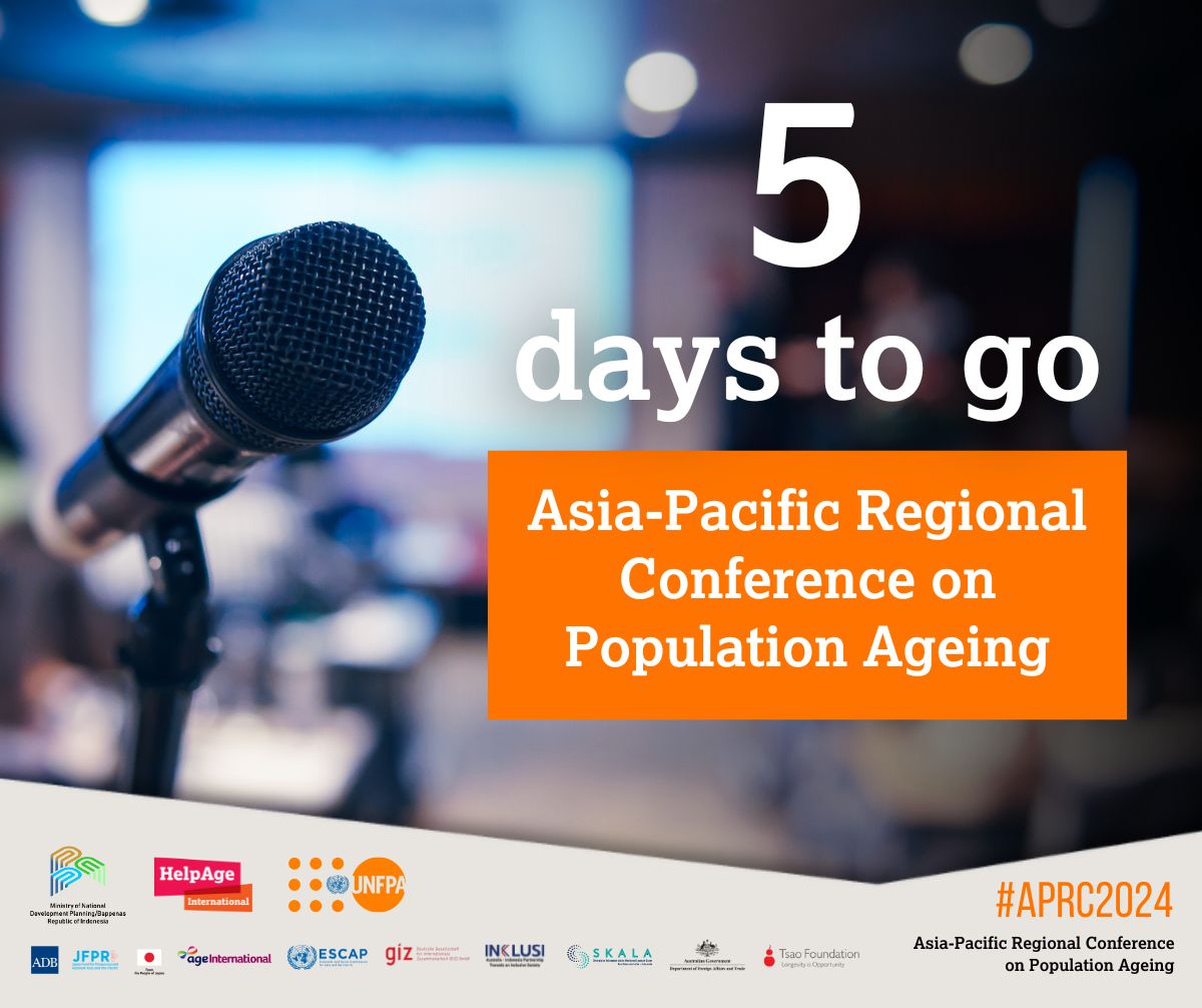 HelpAgeAPRO's tweet image. ⏳ The countdown is almost over! Are you ready to join our biennial regional conference on population ageing?  We&apos;re excited and can&apos;t wait to welcome you all to Bali! 🌴

#APRC2024 #ReframingAgeing 
#APRCOPA #Countdown 
@UNFPAasia @UNESCAP @BappenasRI @Age_Int @ADB_AgingAsia