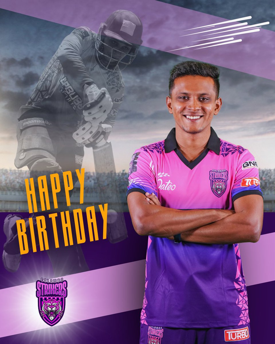 ColomboStrikers's tweet image. Best wishes to our young gun 💜

#ColomboStrikers #StrikeToConquer #TheBasnahiraBoys #HouseOfTigers #Birthday #HappyBirthday #ShehanFernando