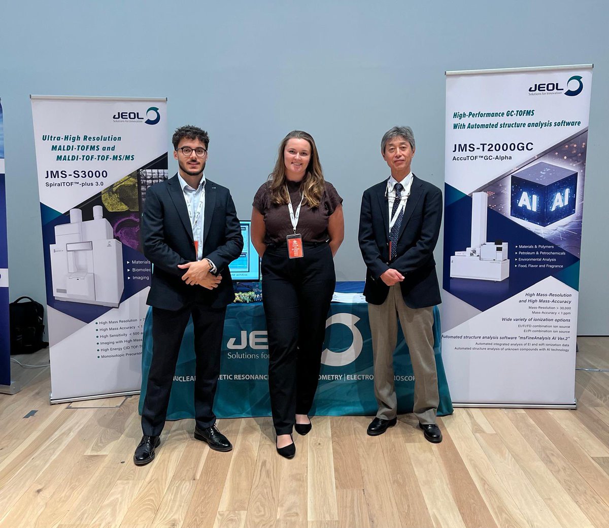 JEOLEUROPE's tweet photo. Final day of #BMSSBSPR2024. Yoshi Ueda, Joel Scott and Hannah Walpole will be at the #JEOL stand to answer any questions about our #MassSpec product range. You can also demo our new msFineAnalysis AI software. @bmss_official https://t.co/7dB0q4CjFa