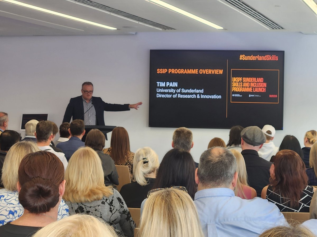 🔍 Tim Pain <a href="/Timerrr/">Tim Pain</a>, Director of Research &amp; Innovation at the University of Sunderland, delivering an insightful overview of the SSIP programme. #sunderlandandskills #universityofsunderland #UKSPF <a href="/SunderlandLeads/">Sunderland City Council Leadership</a> <a href="/TheUKSPF/">UK Shared Prosperity Fund</a> <a href="/sunderlanduni/">University of Sunderland</a>