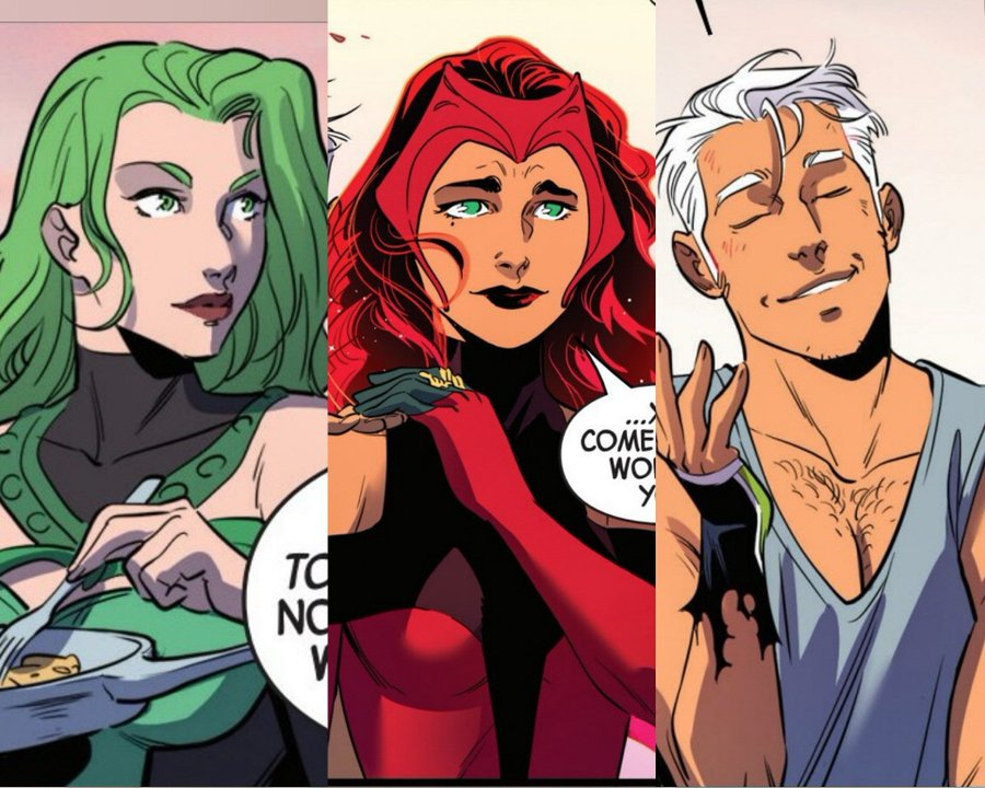 MunchkinM17's tweet image. Polaris, Scarlet Witch and Quicksilver by Jacobo Camagni, Sara Pitchelli and Russell Dauterman Accross Steve Orlando's series