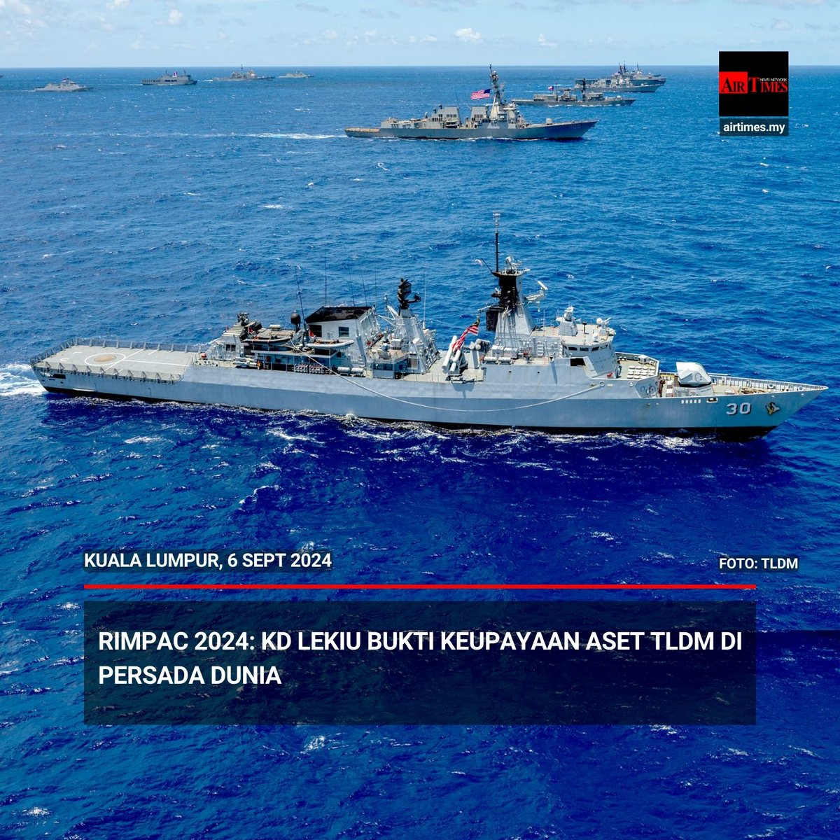 RIMPAC 2024 eksesais terbesar yang disertai 29 buah negara, dengan 40 buah kapal perang, 3 kapal selam, 150 pesawat dan 25,000 peserta seluruh dunia. 
<a href="/tldm_rasmi/">Royal Malaysian Navy</a> 
#pertahanan #airtimes #TLDM #Malaysia #RIMPAC2024 #Hawaii
airtimes.my/2024/09/06/rim…