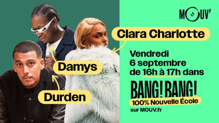 Vous avez kiffé Nouvelle École ? 
Mouv' joue la troisieme mi-temps de 16h à 17h dans Bang ! Bang ! avec <a href="/claraacharlotte/">Clara Charlotte</a>, <a href="/damys333/">Damys</a> et <a href="/Durdenlerap/">Durden</a> 💥💥