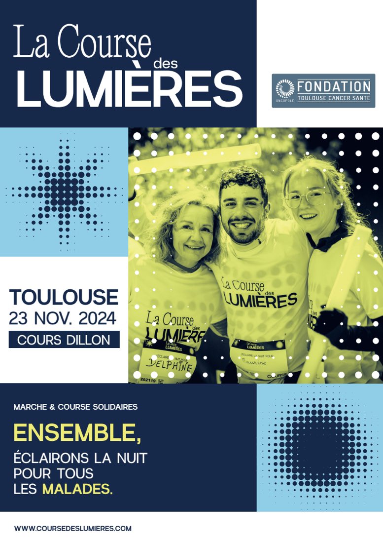 💡 La Course des Lumières est de retour !

📅 : samedi 23 novembre 2024
🧡 inscription : coursedeslumieres.com/inscription-in…

Prêt(e) à briller pour une noble cause ? 

#coursedeslumieres #toulouse #TousConcernés #solidarité #cancer