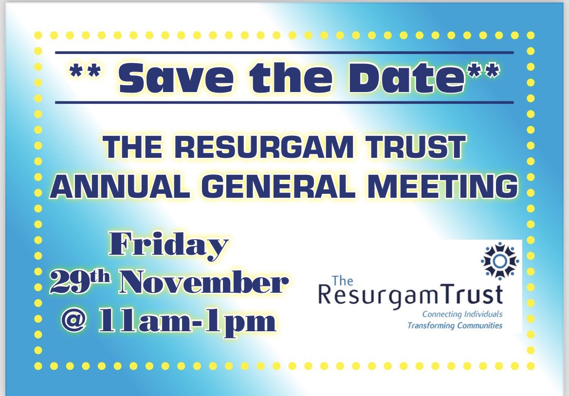 Advanced notice of our AGM Friday 29th November at 11am.