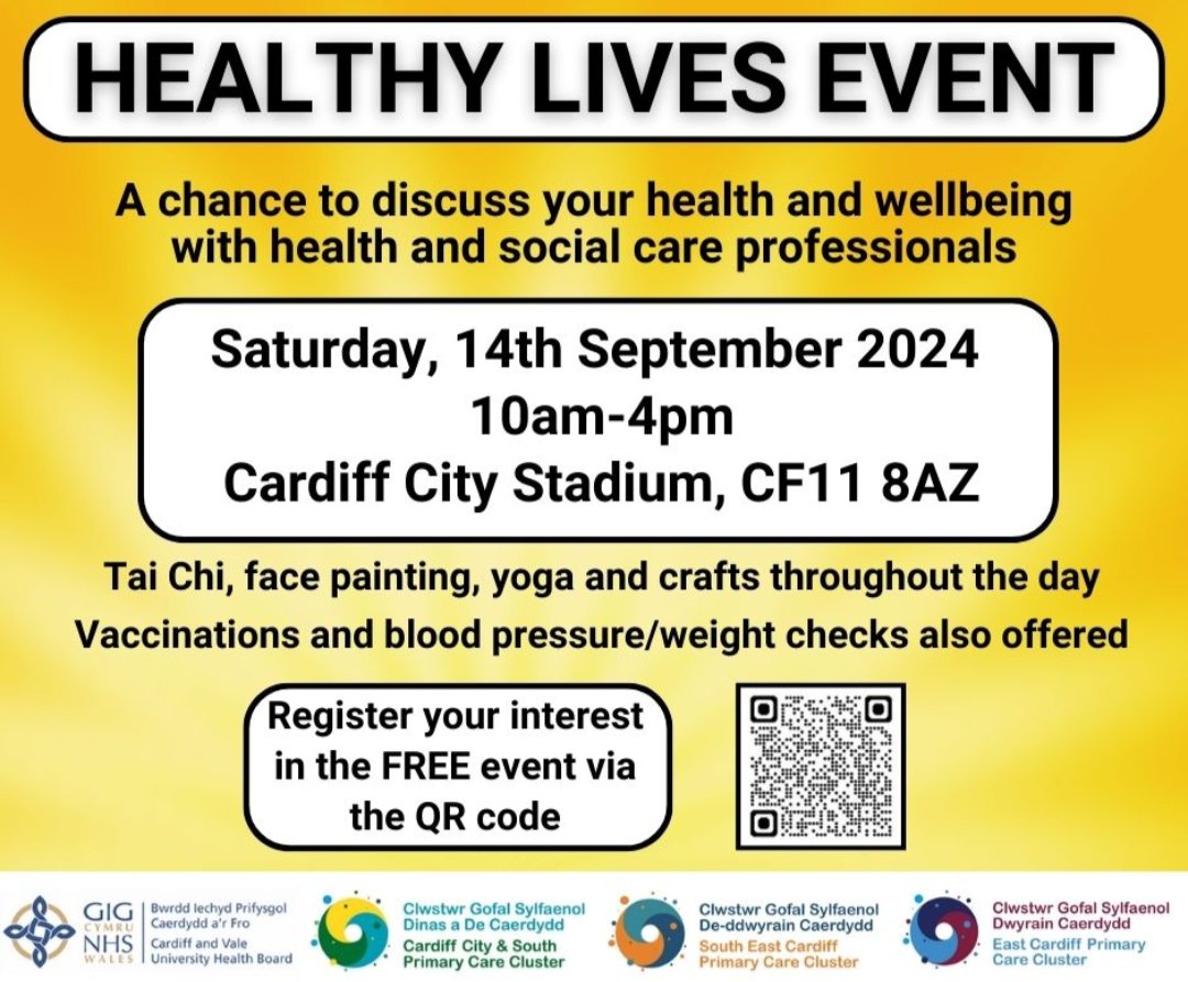 Grow Cardiff Tyfu Caerdydd (@growcardiff) on Twitter photo Our <a href="/GrowWellCardiff/">Grow Well Cardiff</a> team will be at Cardiff City Stadium on 14th Sept 24 to talk about Health & Wellbeing in community green spaces.
Lots of other things to see and engage with on the day, so pop in to find out more and learn other ways to improve your health and wellbeing. Our <a href="/GrowWellCardiff/">Grow Well Cardiff</a> team will be at Cardiff City Stadium on 14th Sept 24 to talk about Health & Wellbeing in community green spaces.
Lots of other things to see and engage with on the day, so pop in to find out more and learn other ways to improve your health and wellbeing.