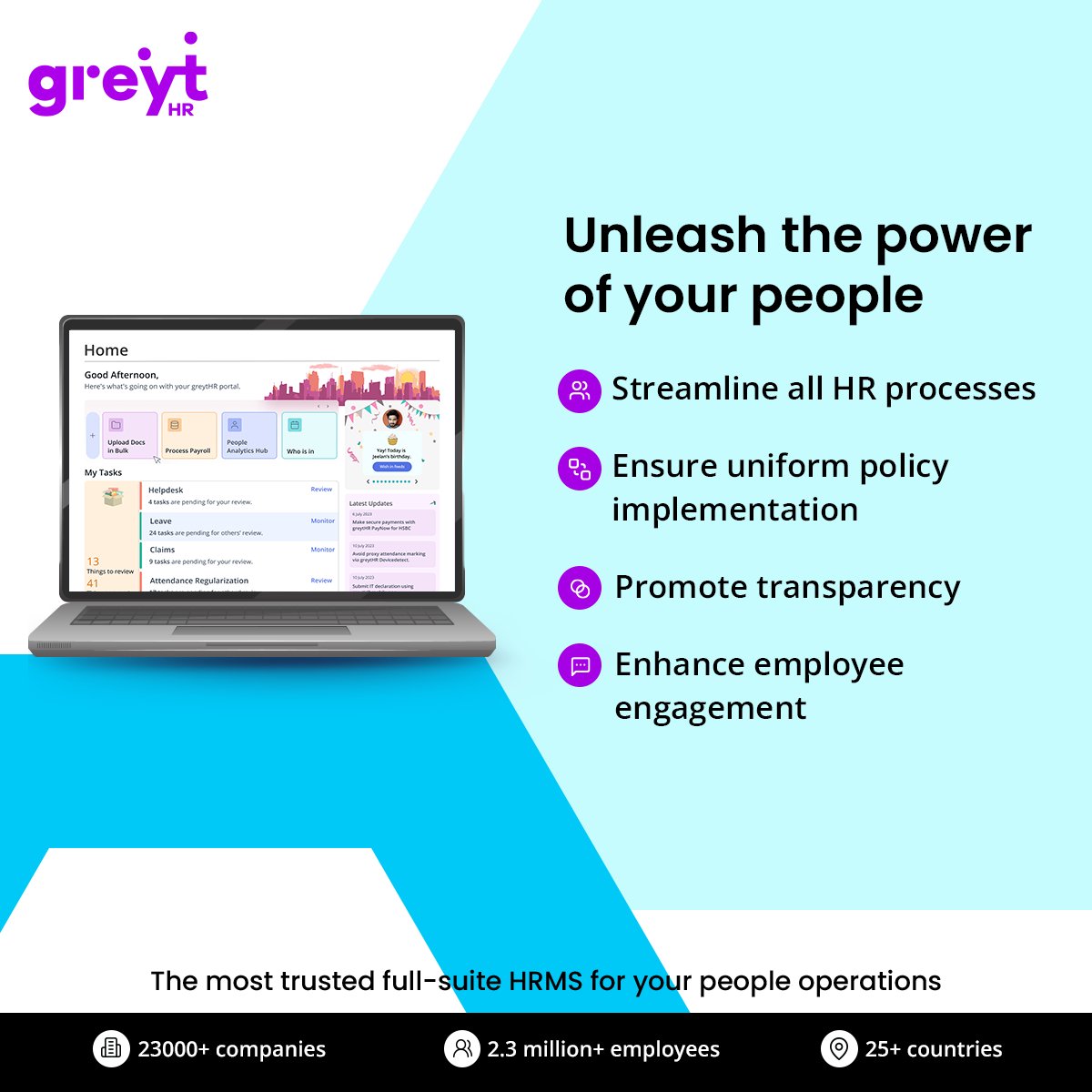 greythr2's tweet image. Empowering teams starts with the right tools! At greytHR, we believe in simplifying HR processes so your people can focus on what matters most—driving growth and innovation. 

Curious to see how it works? Book a demo now: campaign.greythr.com/full-suite-hrm… 

#NotJustGoodGetGreyt #greytHR