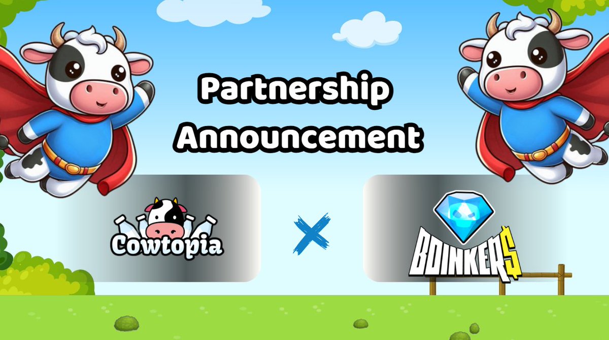 Cowtopia (@cowtopiagame) on Twitter photo 🚀 New Partnership Alert! 🚀
We’re thrilled to announce that Cowtopia is partnering with <a href="/BoinkersIO/">Boinkers 💩💎</a>! 🐮🤝🐰 Together, we’ll bring more fun, exciting events, and rewarding experiences to both communities! 🎉
Boinkers is a parody game on crypto culture, where you get to chase 🚀 New Partnership Alert! 🚀
We’re thrilled to announce that Cowtopia is partnering with <a href="/BoinkersIO/">Boinkers 💩💎</a>! 🐮🤝🐰 Together, we’ll bring more fun, exciting events, and rewarding experiences to both communities! 🎉
Boinkers is a parody game on crypto culture, where you get to chase