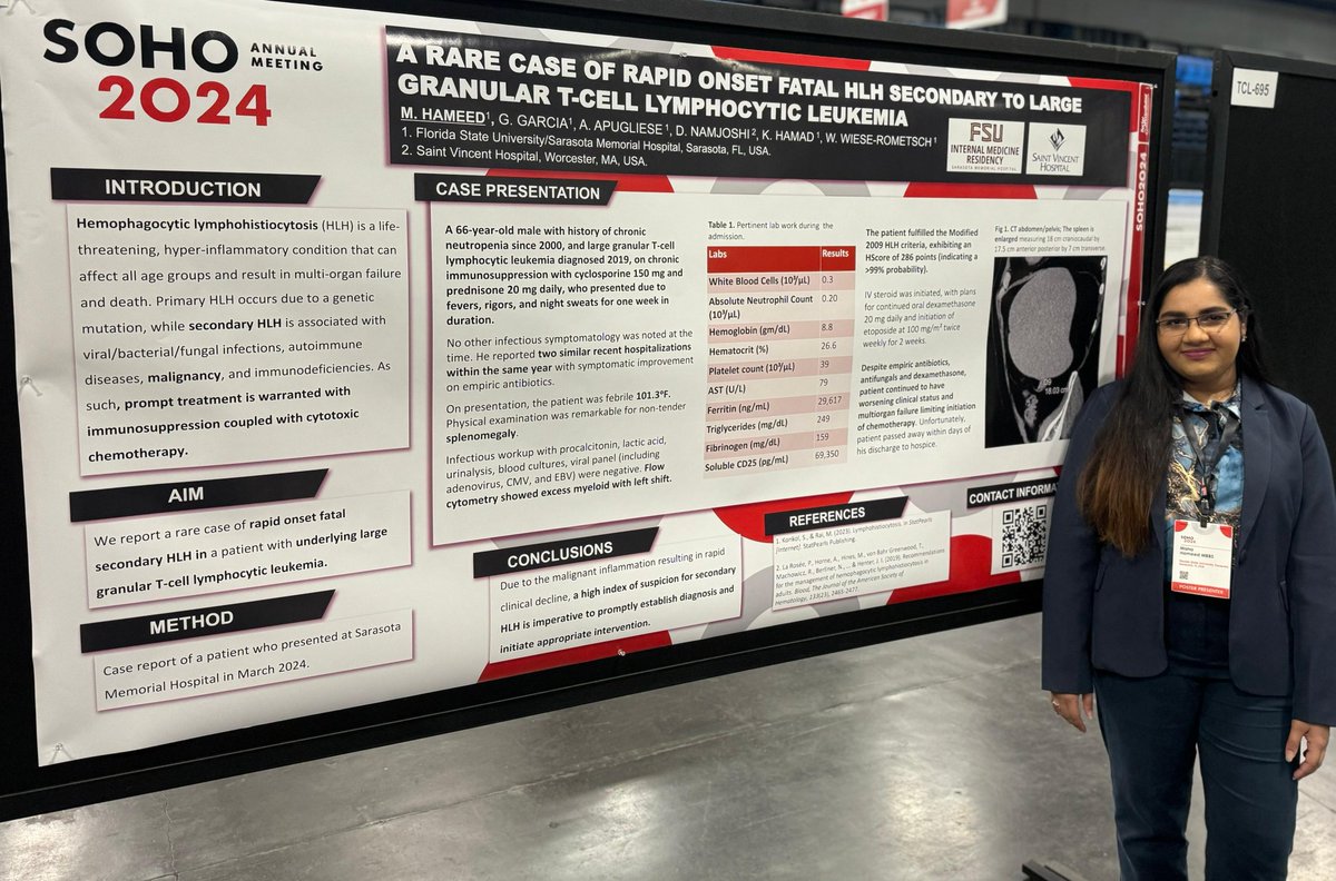m3hameed's tweet image. It was an absolute pleasure to present my poster at #SOHO2024 and meet fellow trainees! What a thrill it was to attend, especially the heated MM CAR-T debate 🙌🏼 Can't wait for the next one! @SocietyofHemOnc @HemOncFellows @hemeoncfellow