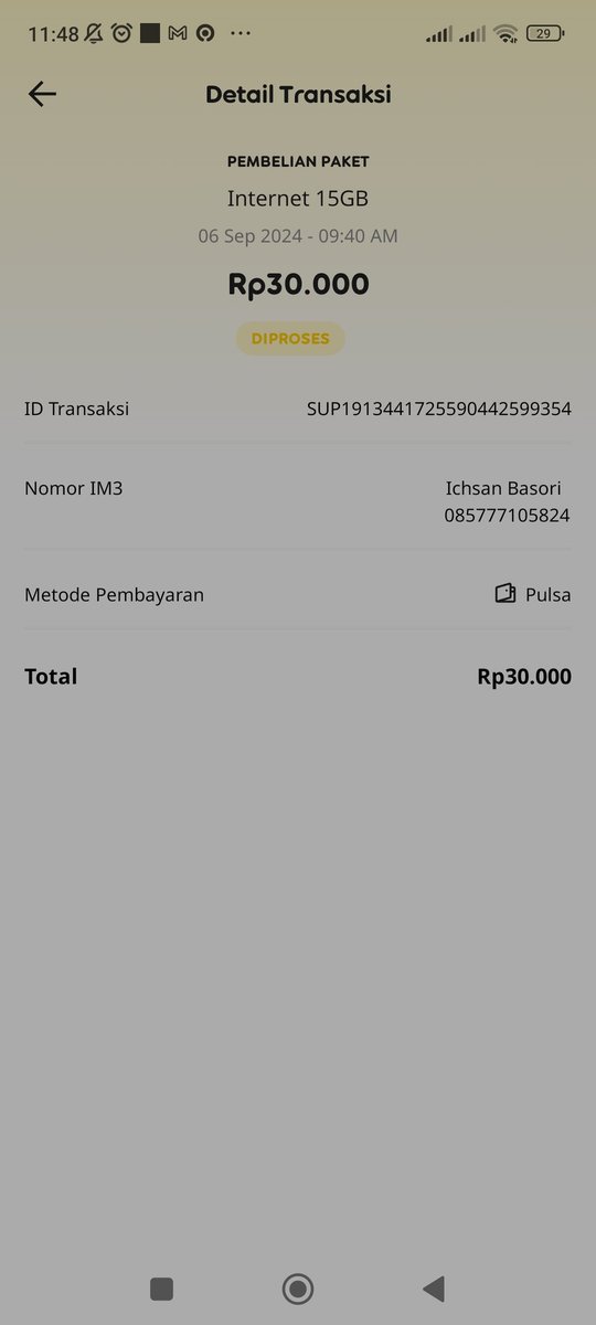 icbayn_aim's tweet photo. @IndosatCare  ini beli kuota dari jam 9 sampe sekarang status masih proses???? Hadeh https://t.co/FccUEylESQ