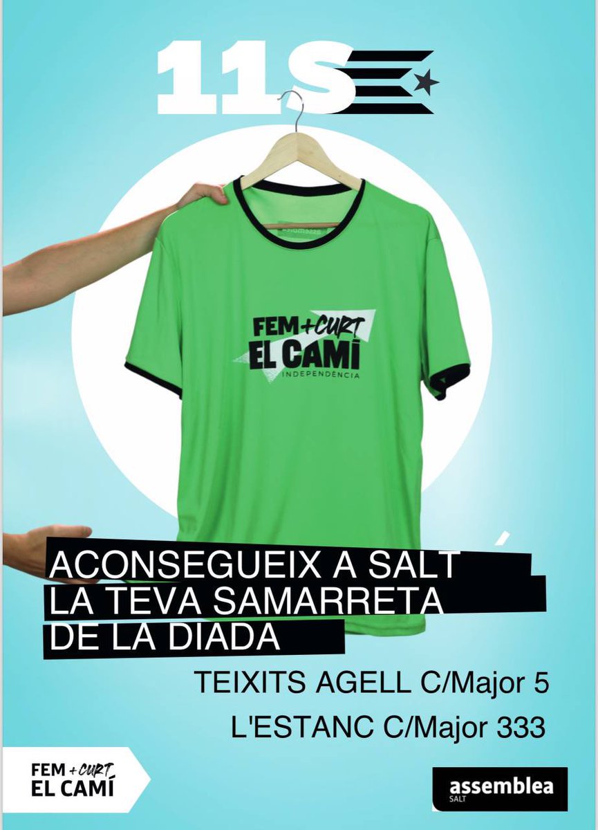 Encara no tens la samarreta de la Diada d'enguany? A Salt, encara la pots adquirir a l'Estanc o a Teixits Agell!
#femméscurtelcamí #Diada2024