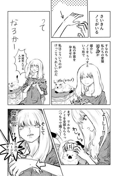 ノミつぶす漫画2ページ ある意味センシティブか… 続きも後日描きたい