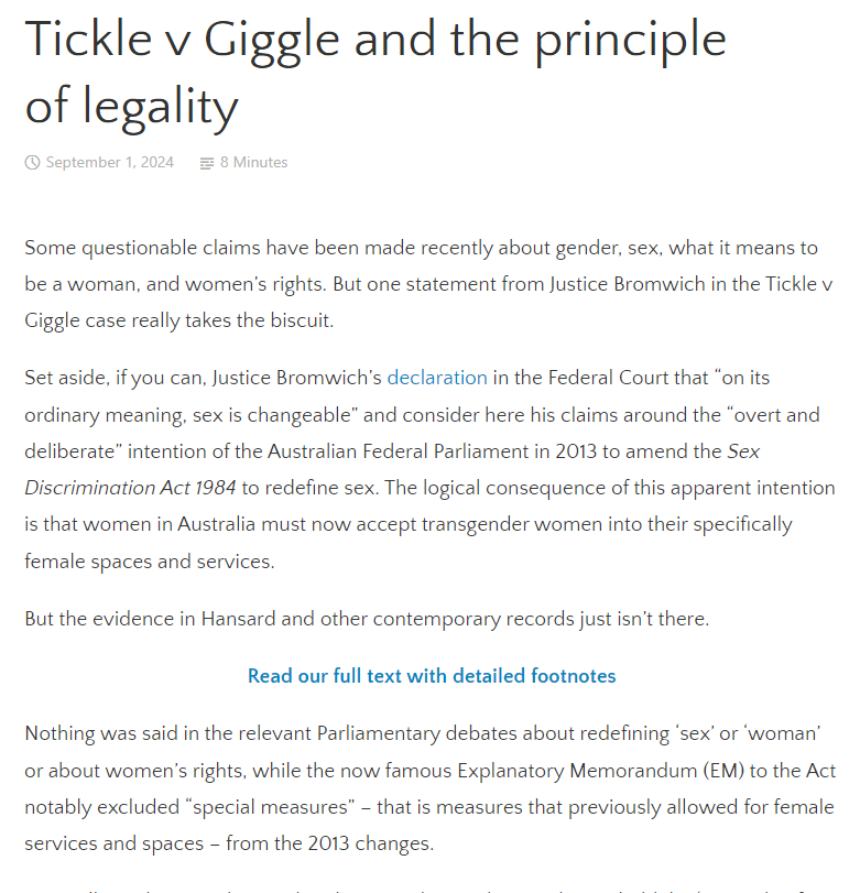 Tessacate's tweet photo. @JasonClareMP @fedcourtau ruled against womens right to assemble over man-in-a-dress rights!
Sex Class protections no longer exists in eyes of Aus law!
#TickleVGiggle
Why should women think that ANY POLITICIAN in Aus cares.
#RepealSDA2013Changes to recover #womensrights & ensure #womenssafety https://t.co/T0hpi8EPzL