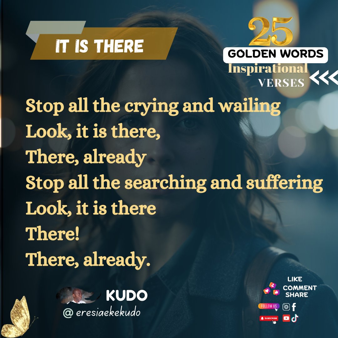 Kudos_corner's tweet photo. Let go of the stress and embrace the present moment. What you’re looking for is already there. ✨

👉 Double-tap if you agree, and share this message with someone who needs to hear it today. 

#ItIsThere #25GoldenWords #Inspiration #KudoQuotes #StopSearching #EmbraceThePresent https://t.co/JeFqs5k4pV