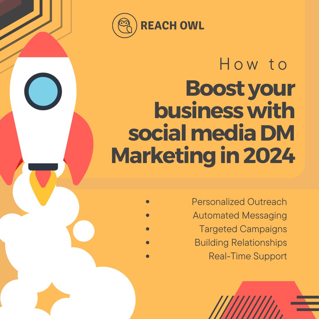 OwlReach's tweet photo. 🚀 Want to boost your business in 2024?

💡 Social Media DM Marketing can help you connect directly with your audience and turn those conversations into conversions. 

Check out how it works!
https://t.co/hLSzRB26Vu

#DMMarketing #BusinessGrowth #SocialMediaMarketing https://t.co/uVjAHDrfbV