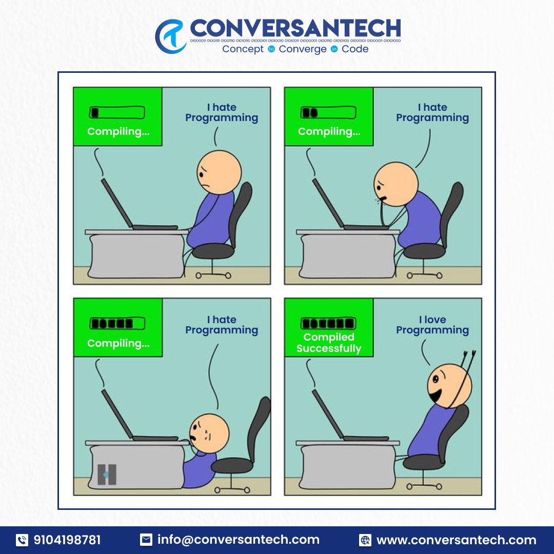 conversantech's tweet image. When you’ve been staring at code for hours... 😩
I hate programming (compiling)
...
I love programming (compiled)💻💥
But when it works, it’s worth it! 🚀✨😄
#Conversantech #ProgrammingLove #CodeLife #DeveloperHumor #TechPassion #CodeVictory #DevLife #ProgrammingMemes