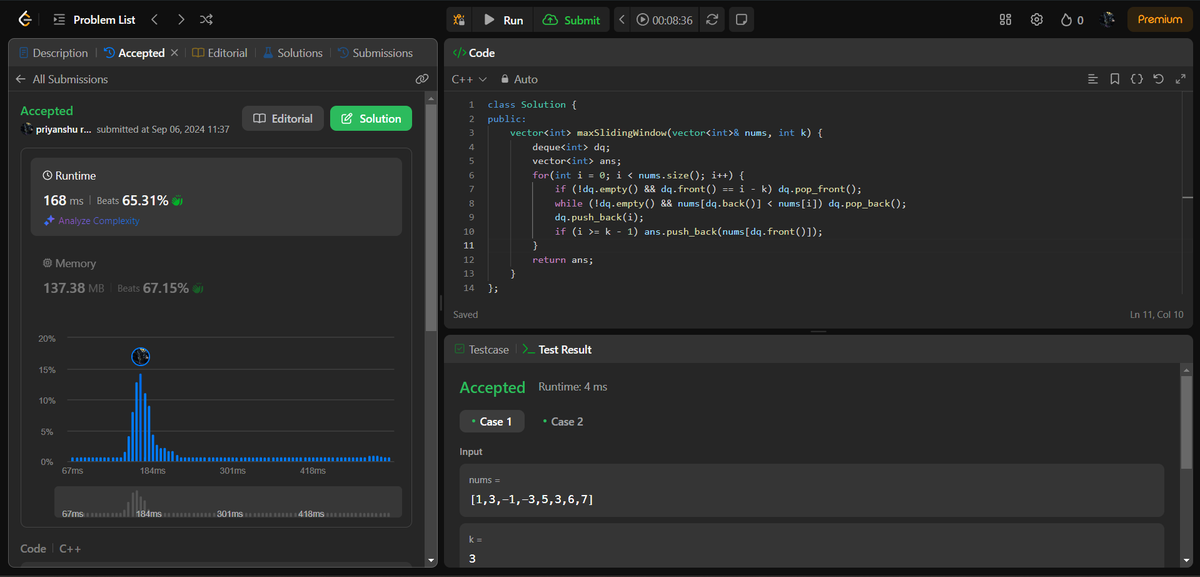 PRuhela15's tweet photo. 🚀Day 79 of #100DaysOfCode !!
✅ Sliding Window maximum
@LeetCode
#CPP #letsconnect
@geeksforgeeks
#CodingChallenge 
#coding #STACKQUEUE
@CodingNinjasOff https://t.co/Ls2xgzD6lx