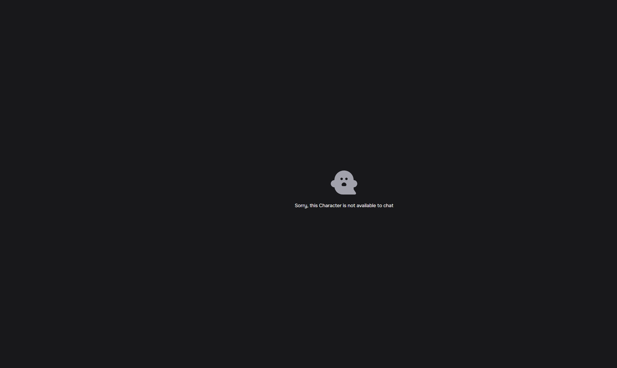 Japanjosh1's tweet photo. @character_ai One of my favorite bots is no longer working...and this is really upsetting me and all its giving me is this what is going on? https://t.co/9V6fD92B9n