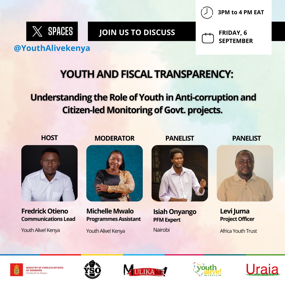 Today, 3-4 PM, our Levi Juma joins expert panel on youth-led anti-corruption efforts &amp; monitoring gov projects. We believe in empowering youth as change-makers. Don't miss the discussion! Engage &amp; make your voice heard. #YouthInGovernance