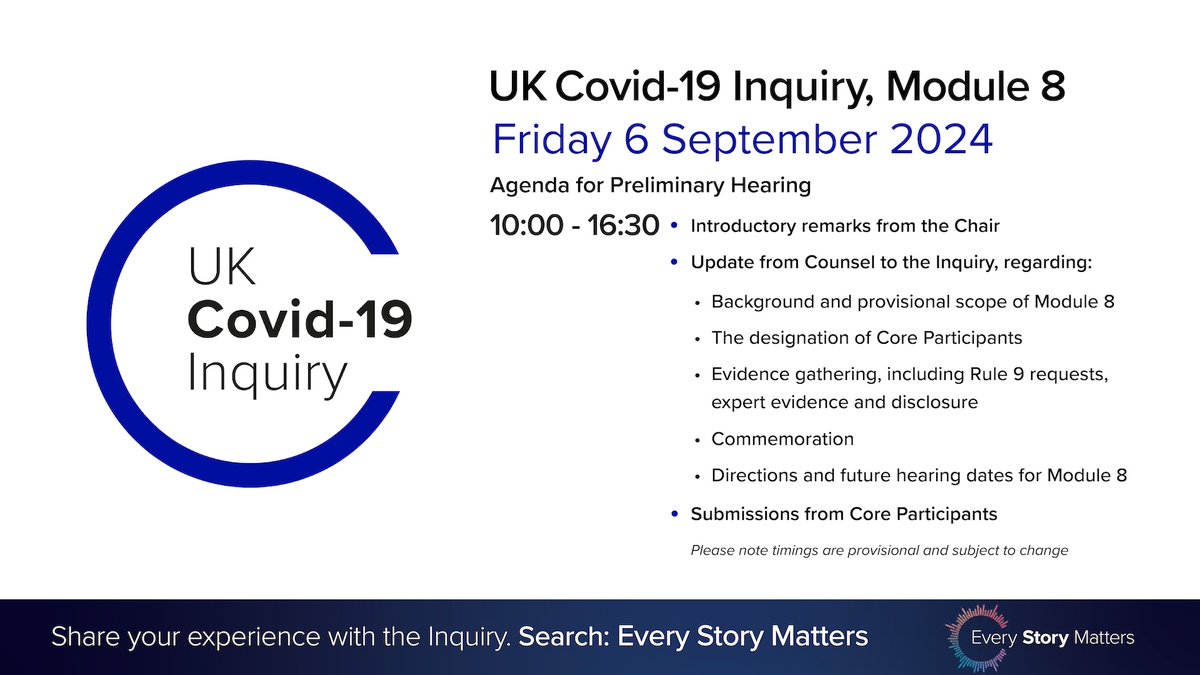 covidinquiryuk's tweet image. Today we begin our first preliminary hearing for our investigation examining the impact of the pandemic on Children and Young People across the UK (Module 8).

📺 Watch live from 10:00am (with a three minute delay) on our YouTube channel 👇

youtube.com/@UKCovid-19Inq…
