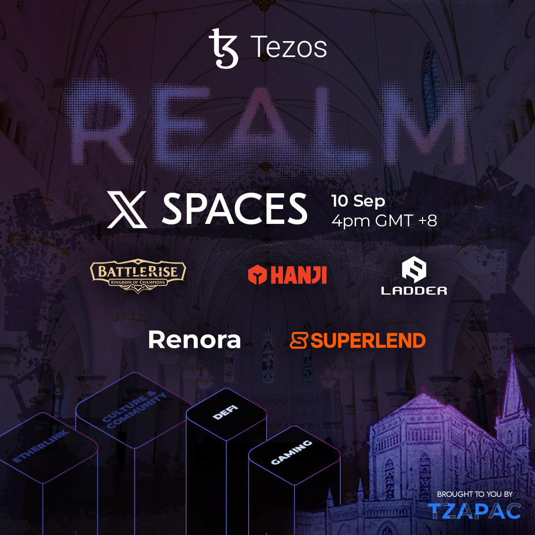 TZ APAC (@tzapac) on Twitter photo Mark your calendars for 2 Tezos Realm X Spaces next week! โ๏ธ๐๏ธ
Hear from the projects showcasing in the:
๐ <a href="/etherlink/">Etherlink ๐</a> Realm: x.com/i/spaces/1vAxRโฆ
๐ DeFi and Gaming Realms: x.com/i/spaces/1zqKVโฆ
Set your reminders and see you there! Mark your calendars for 2 Tezos Realm X Spaces next week! โ๏ธ๐๏ธ
Hear from the projects showcasing in the:
๐ <a href="/etherlink/">Etherlink ๐</a> Realm: x.com/i/spaces/1vAxRโฆ
๐ DeFi and Gaming Realms: x.com/i/spaces/1zqKVโฆ
Set your reminders and see you there!