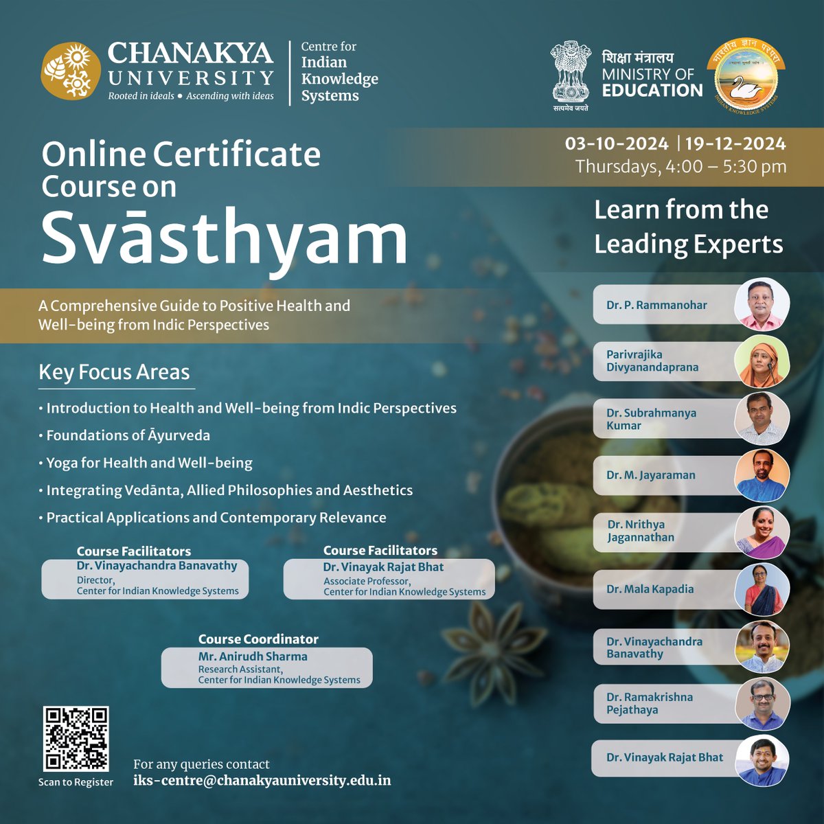 Dive into the Wisdom of Wellness with Svāsthyam!
From the ancient roots of Ayurveda to the timeless flow of Yoga, embark on a journey that harmonizes body, mind, and soul. Led by renowned experts, this course brings centuries of knowledge to your fingertips. 
Ready to transform