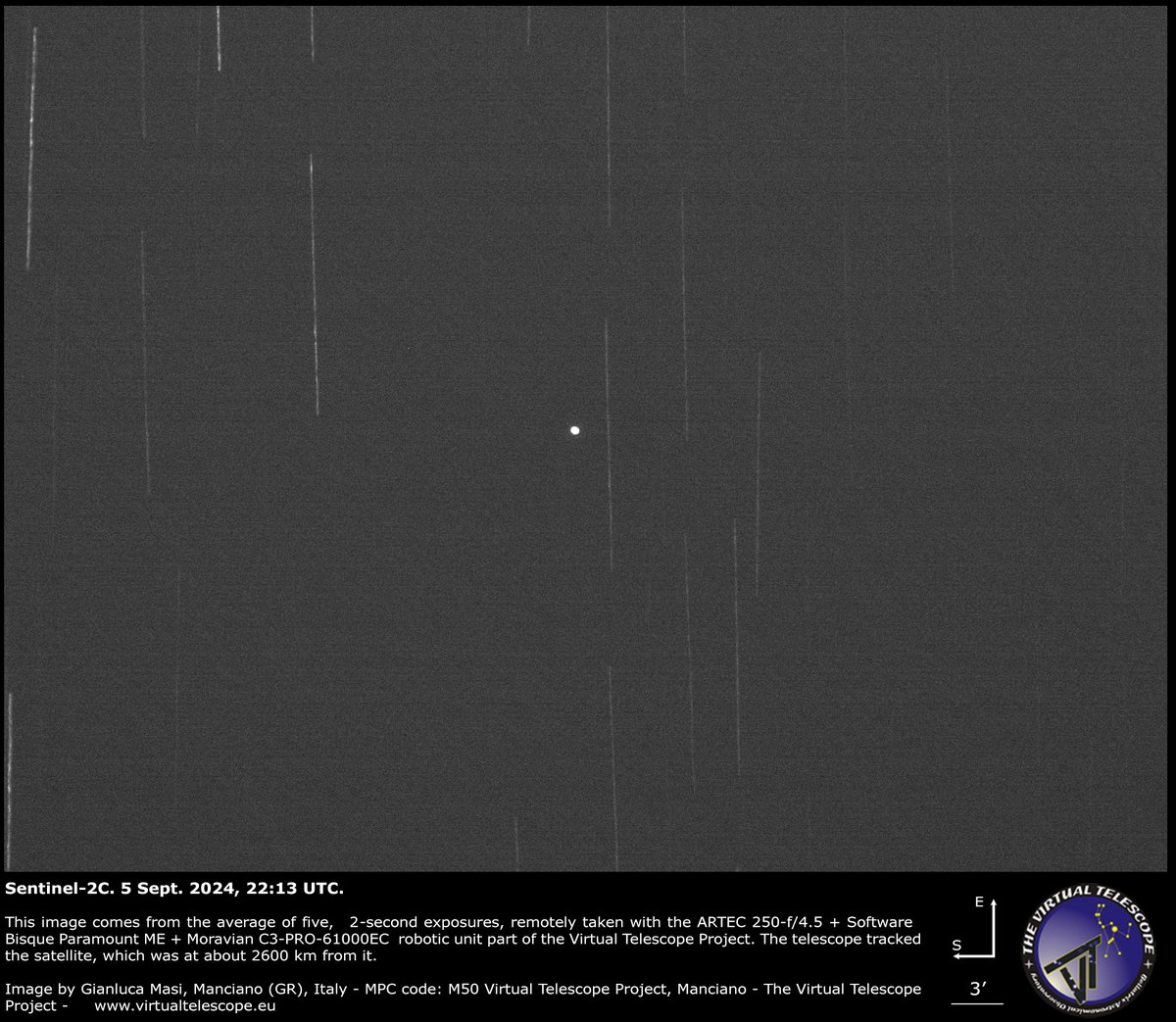 Virtual Telescope (@virtualtelescop) on Twitter photo 📡We imaged #Sentinel2C less than 24 hours after its launch! Godspeed, Sentinel-2C! The last launch done with the #Vega rocket.
🛰️More: virtualtelescope.eu/2024/09/06/esa…
.
<a href="/esaoperations/">ESA Operations</a> <a href="/ESA_Italia/">ESA_Italia</a> <a href="/ESA_EO/">ESA Earth Observation</a> <a href="/esa/">European Space Agency</a>
<a href="/Avio_Group/">Avio</a> <a href="/Arianespace/">Arianespace</a> <a href="/ASI_spazio/">Agenzia Spaziale ITA</a> <a href="/esaoperations/">ESA Operations</a> 📡We imaged #Sentinel2C less than 24 hours after its launch! Godspeed, Sentinel-2C! The last launch done with the #Vega rocket.
🛰️More: virtualtelescope.eu/2024/09/06/esa…
.
<a href="/esaoperations/">ESA Operations</a> <a href="/ESA_Italia/">ESA_Italia</a> <a href="/ESA_EO/">ESA Earth Observation</a> <a href="/esa/">European Space Agency</a>
<a href="/Avio_Group/">Avio</a> <a href="/Arianespace/">Arianespace</a> <a href="/ASI_spazio/">Agenzia Spaziale ITA</a> <a href="/esaoperations/">ESA Operations</a>