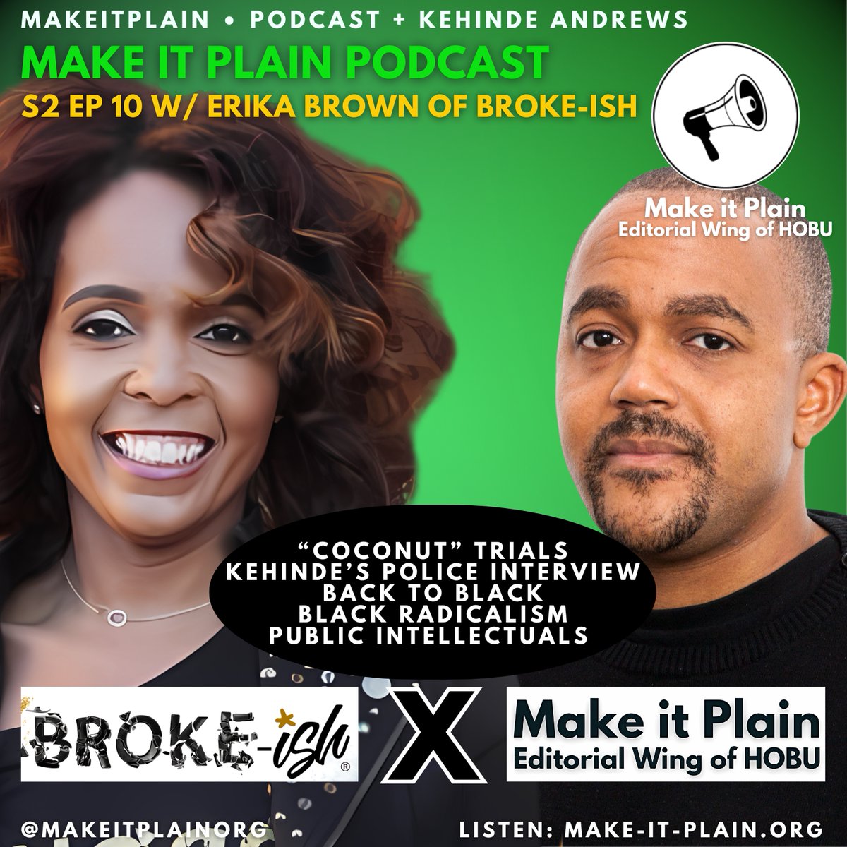S2 EP10 OUT NOW W/OFFICIAL GUEST + CO-HOST ERIKA BROWN (<a href="/BROWNERIKA/">Erika</a> <a href="/BROKE_ISH/">Broke-ish™ Podcast</a>)
-
This Week: <a href="/KehindeAndrews/">Kehinde</a> nearly got arrested

Official Guest Interview: Erika and Kehinde discuss the Black radical tradition + tensions of public intellectualism
-
Listen wherever you get pods