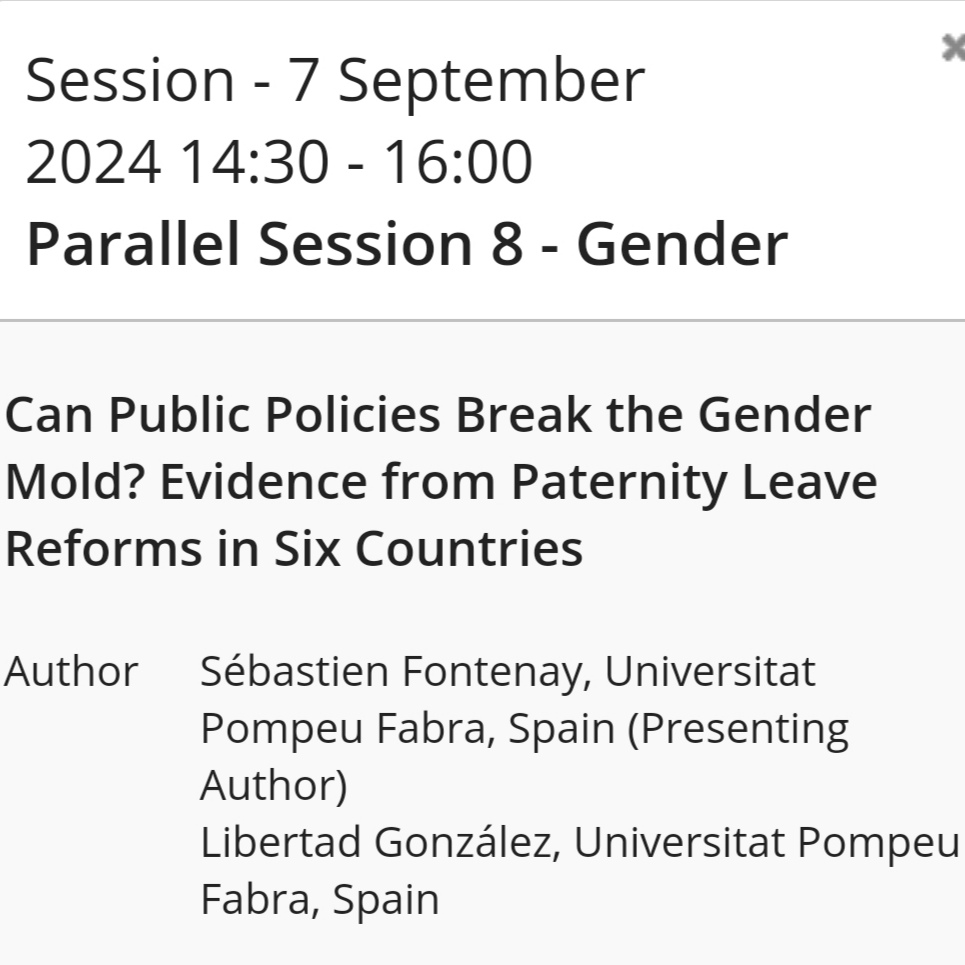 If you are attending #EALE2024 in beautiful Bergen 🇳🇴 and are interested in gender norms, come on Saturday to room Aud I for a great session!