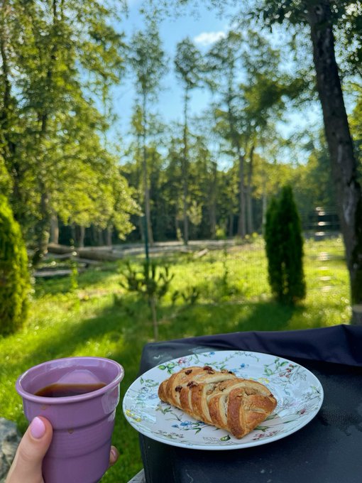 2 pic. Early bird breakfast in the forest ☕️ happy Friday babes! https://t.co/m0oLy31AjJ