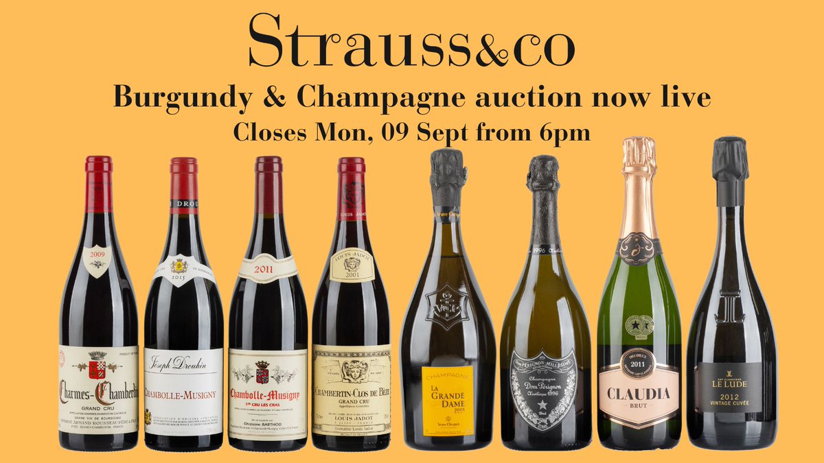 Burgundy &amp; Champagne - 4 more days to place your bids !  We feature Armand Rousseau, Dujac, JF Mugnier, Comte de Vogue, Fourrier &amp; Romanée-Conti. Crystallum, Hamilton Russell, Newton Johnson, Restless River, Storm, Saurwein, Iona, Paul Cluver &amp; De Wetshof.zurl.co/5VxT