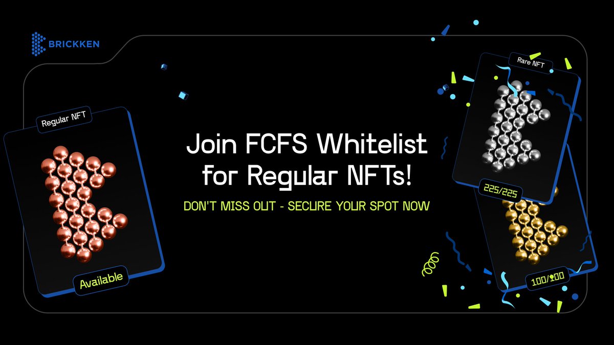 Brickken's tweet image. ⚡️ Yay! Rare and Epic Whitelists Are Now Fully Packed!

We warmly welcome all our Rare and Epic Whitelist holders and look forward to an exciting mint date.

But don’t worry if you missed out on these – there’s still a chance to be part of the Brickken NFT collection! The FCFS…